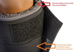 The Quick Wraps have a recovery Wrap inside and a stretchy elastic outside.